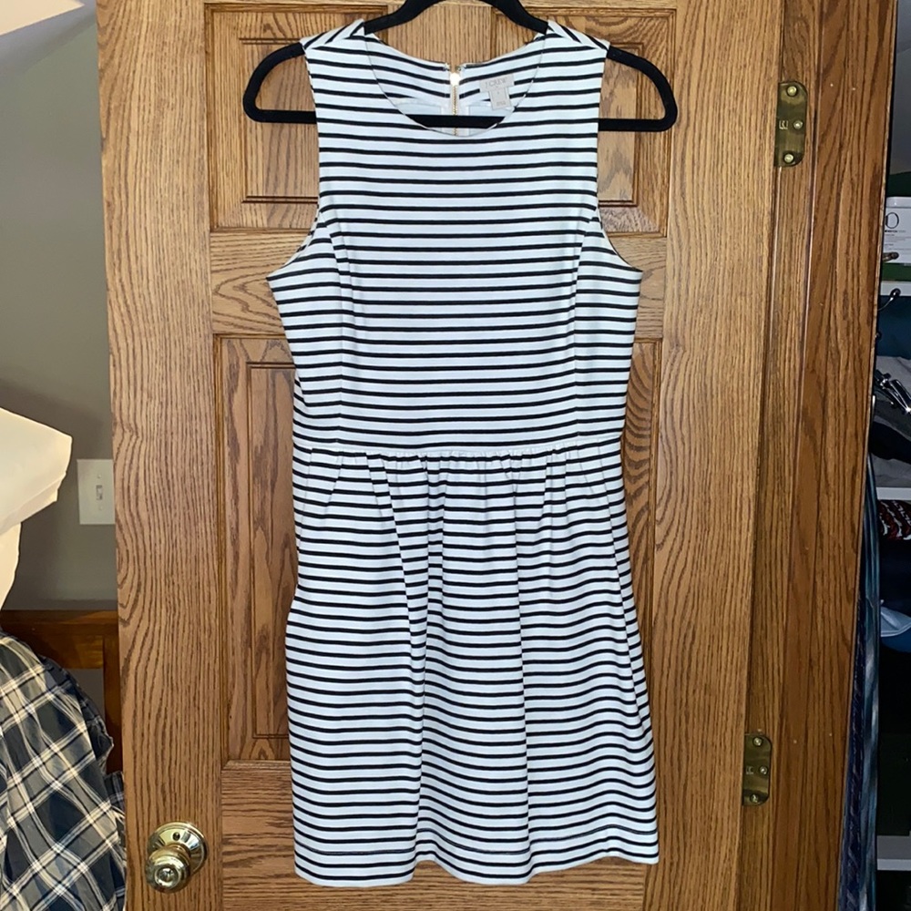 J Crew black & white striped dress